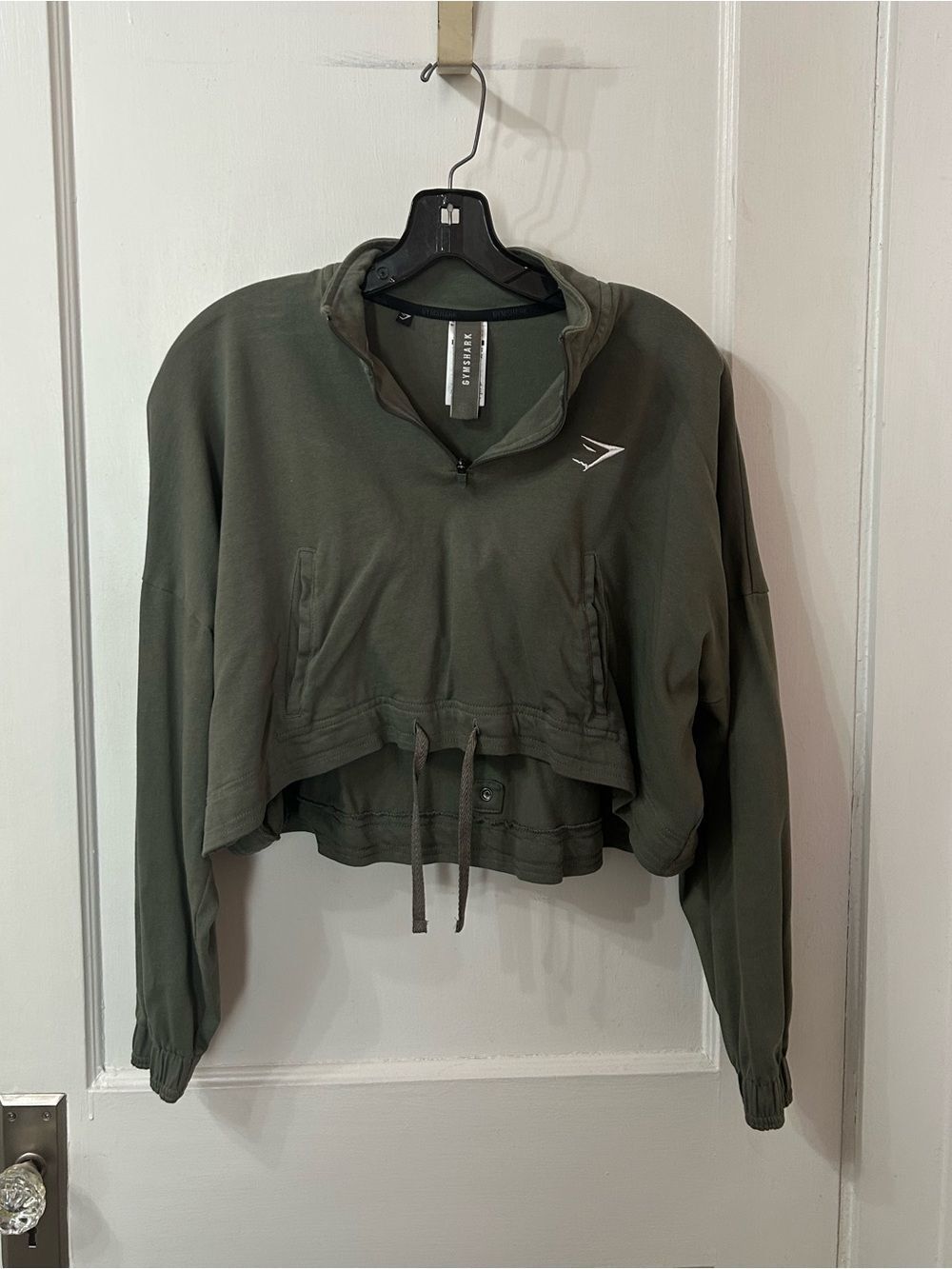 Gymshark Olive Cropped Quarter-Zip Utility Jacket